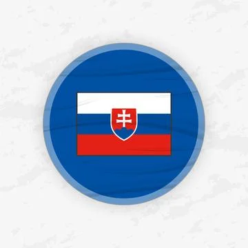 Slovak Flag in a Circular Emblem Design, Abstract Round Sticker Illustration. Stock Illustration