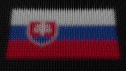 Slovak Flag Light Shining on Scrolling Bullets Stock Footage 300351922