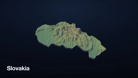 Slovakia 3D elevation relief map Video stock 340608432