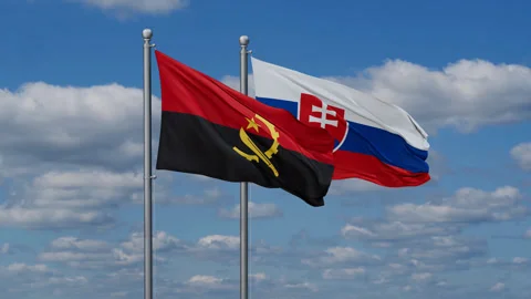 Slovakia and Angola two flags Stock Footage 283447729