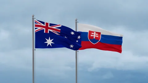 Slovakia and Australia flag Stock Footage 252130047