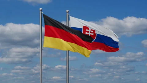 Slovakia and Germany two flags Stock Footage 279570761