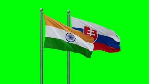 Slovakia and India two flags Stock Footage 289640867