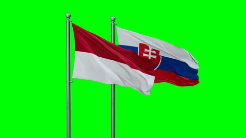 Slovakia and Indonesia two flags Stock Footage 289641698