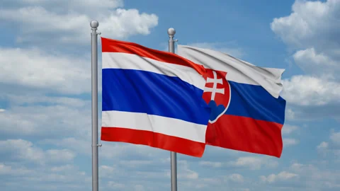 Slovakia and Thailand two flags Stock Footage 268689314