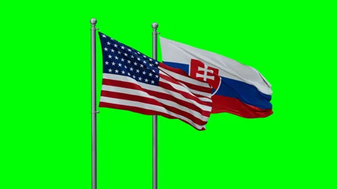 Slovakia and USA two flags Stock Footage 289669128