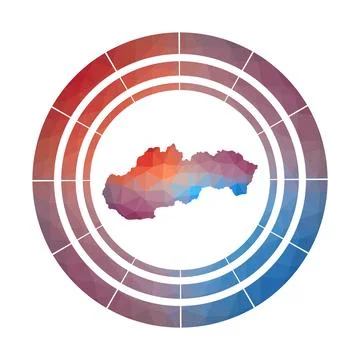Slovakia badge. Bright gradient logo of country in low poly style. Multicol.. Stock Illustration