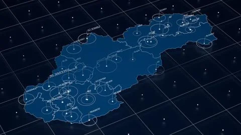 Slovakia blue map big data visualization. Futuristic map infographic Stockillustratie