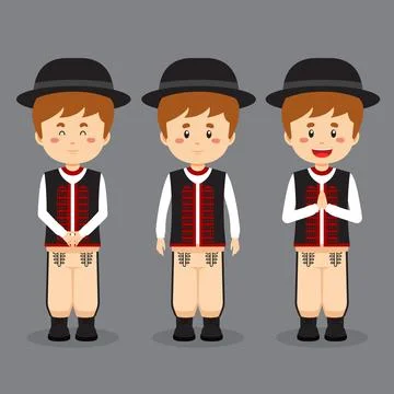 Slovakia Character with Various Expression Stock Illustration