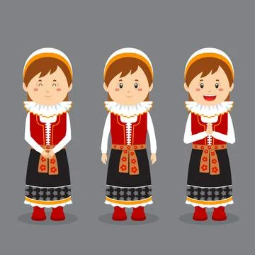 Slovakia Character with Various Expression Stock Illustration