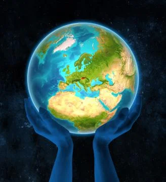 Slovakia on Earth in hands Stock Illustration