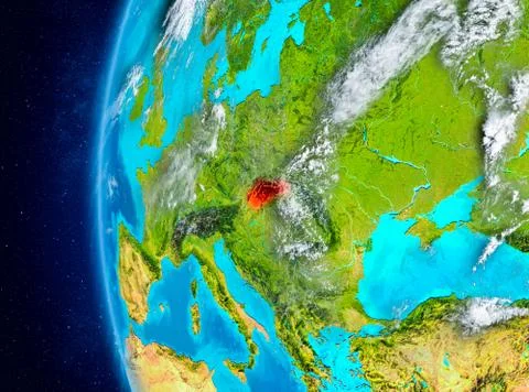 Slovakia on Earth from space Stock Illustration