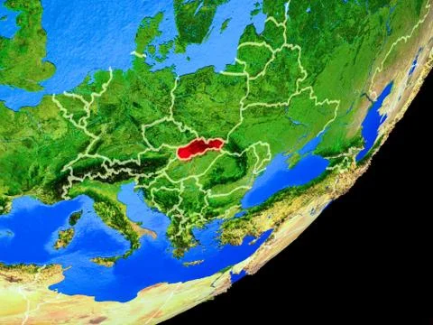 Slovakia on Earth from space Stock Illustration