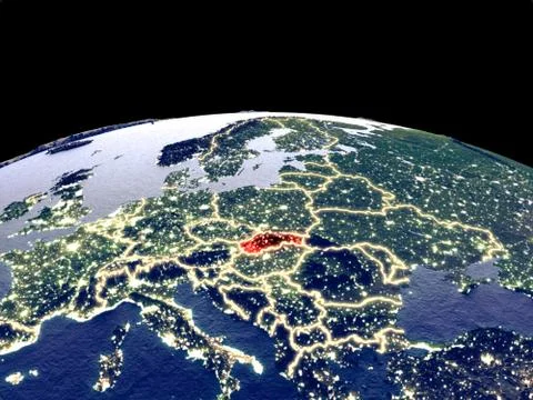 Slovakia on Earth from space Stock Photos