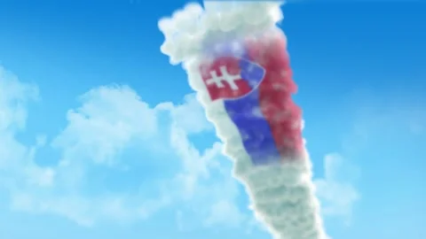 Slovakia Flag 3D Render Animation Created with Colored Smoke Trails by Aircr Video stock 332311170
