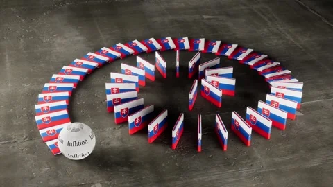 Slovakia Flag - Affected by Inflation Stock Footage 321581336
