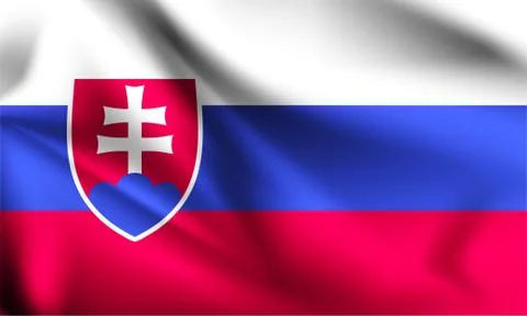 Slovakia flag blowing in the wind. part of a series. Slovakia waving flag. Stock Illustration