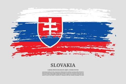 Slovakia flag with brush stroke effect and information text poster, vector Illustrazione stock