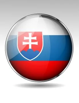 Slovakia flag button 스톡 일러스트