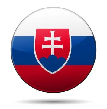 Slovakia flag button with reflection and shadow. isolated glossy flag. Stock Illustration