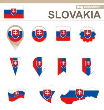 Slovakia Flag Collection Stock Illustration