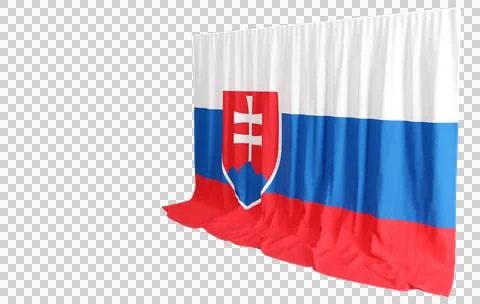 Slovakia Flag Curtain in 3D Rendering called Flag of Slovakia Stock Illustration