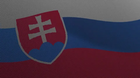 Slovakia Flag Digital Particle Waving Seamless Loop Animation on Black Back.. Stock Footage 339303482
