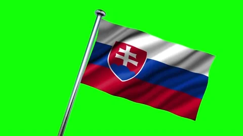 Slovakia flag on a flagpole waving in the wind Stock Footage 140595060