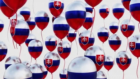 Slovakia Flag On The Flying Balloons Stock Footage 314667476
