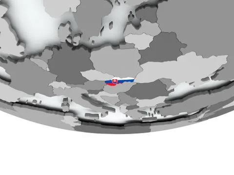 Slovakia with flag on globe Stock Illustration