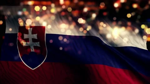 Slovakia Flag Light Night Bokeh Abstract Loop Animation 4K Stock Footage 47666902