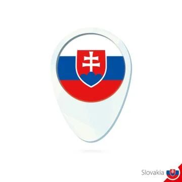 Slovakia flag location map pin icon on white background. Stock Illustration