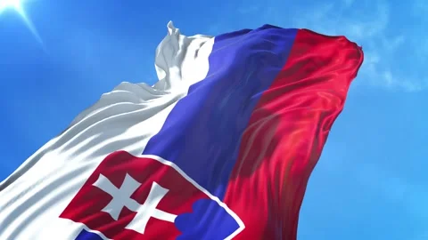 Slovakia Flag Low Angle View Stock Footage 295703129
