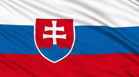 Slovakia flag, with real structure of a fabric Stock Footage