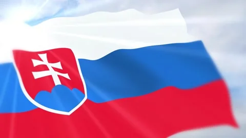 Slovakia Flag Seamless Loop 4k 60fps on Sky Background Stock Footage 340620770