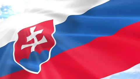 Slovakia Flag Seamless Loop 4k 60fps on Sky Background Stock Footage 341551178