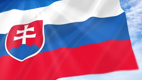 Slovakia Flag Seamless Loop 4k 60fps on Sky Background Stock Footage 341677854