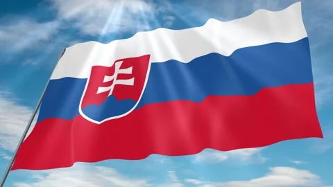 Slovakia Flag Seamless Loop 4k 60fps on Sky Background Stock Footage 341766382