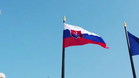 Slovakia Flag in Slow-Motion, Windy day Video stock 272572026