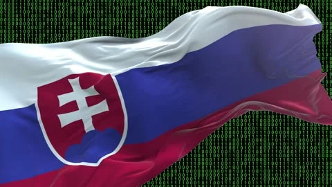 Slovakia flag - Waving flag on matrix binary code background Stock Footage 321421842