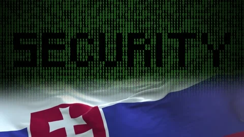Slovakia flag - Waving flag on matrix binary code background Stock Footage 321422560