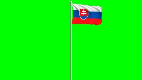Slovakia Flag Waving Fluttering on Wind Loopable Green Blue Screen Matte Stock Footage 77572099