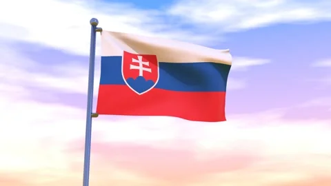 Slovakia Flag waving in the high wind Stock Footage 155459166