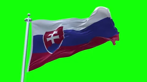Slovakia Flag Waving in Loopable and Textured green screen background Stock Footage 296876287