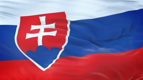 Slovakia flag waving in the wind with highly detailed fabric texture 動画素材 122950766