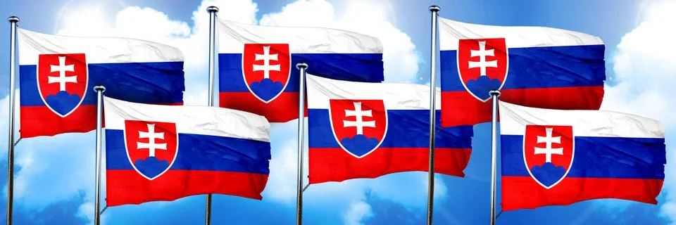 Slovakia flags, 3D rendering, on a cloud background Stock Illustration
