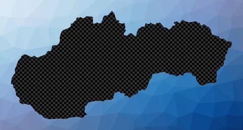 Slovakia geometric map. Stencil shape of Slovakia in low poly style. Vibran.. Stock Illustration