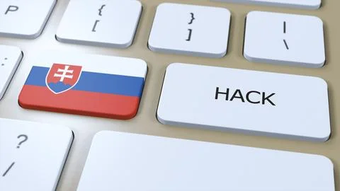Slovakia Hack of Country or Hacker Attack 3D Illustration. Country National Flag Illustrazione stock