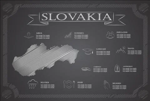 Slovakia infographics, statistical data, sights. Stock Illustration