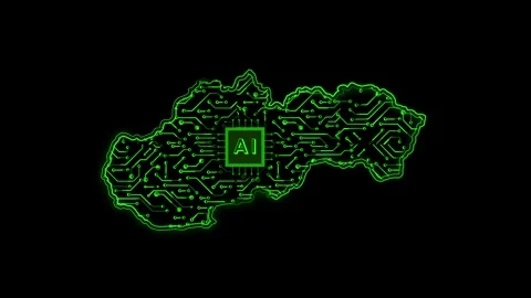 Slovakia Map AI Chipset Technology Opener Stock-Footage 337082255
